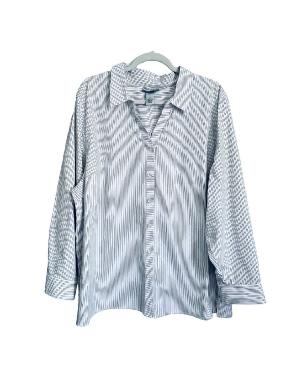 Catherines Womens Non-Iron Striped Button-Up Shirt 22/24W Shirt